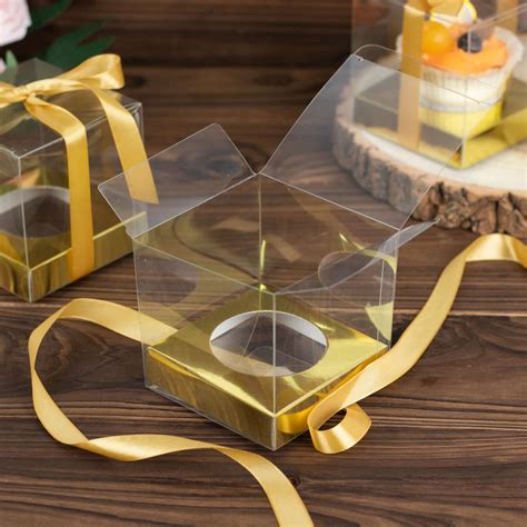 metallic gold cupcake boxes|Clear Gold Bottom PET Cupcake Boxes .